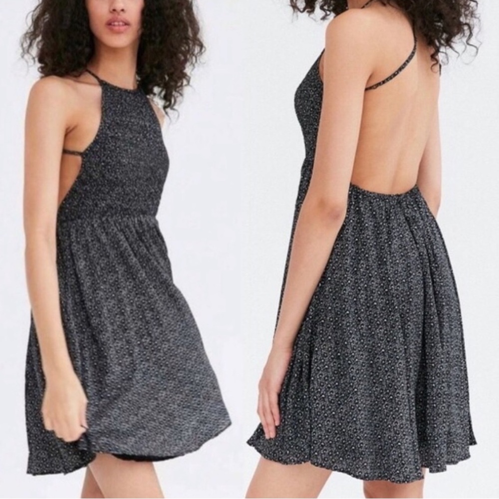 Kimchi Blue Black Patterned Backless Dress